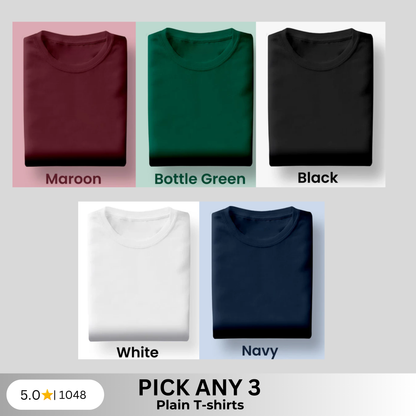 Daily wear Pick Any 3 @799: Plain T-Shirt Combo